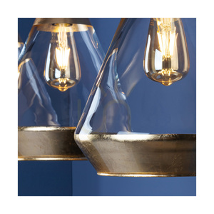 Mistral Pendant Light, 3xE27, Max. 60W, Black Metal/Transparent PVC Cable/Gold-Transparent Glass Shade, 117 cm small 4