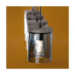 Monsun Pendant Light 4xE27 Max. 60W Gray-Stained Pine / Black PVC Cable / Smoked Glass Shade 100 cm small 2
