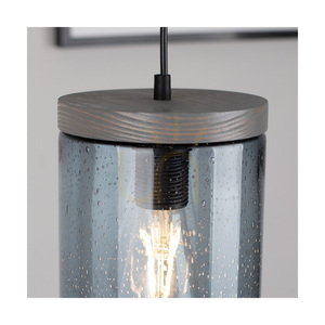 Monsun Pendant Light 4xE27 Max. 60W Gray-Stained Pine / Black PVC Cable / Smoked Glass Shade 100 cm small 3