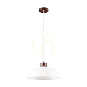 Molde Pendant Light, 1xE27, Max. 60W, Beech and Walnut Wood / Transparent PVC Cable / White Glass Shade, Ø34 cm small 1