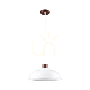 Molde Pendant Light, 1xE27, Max. 60W, Beech and Walnut Wood / Transparent PVC Cable / White Glass Shade, Ø34 cm small 0