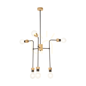 Montix Ceiling Light, 6xE27, Max. 40W, Oiled Oak/Black Metal, Ø73 cm small 1