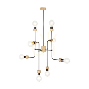 Montix Ceiling Light, 8xE27, Max. 40W, Oiled Oak/Black Metal, Ø73 cm small 1