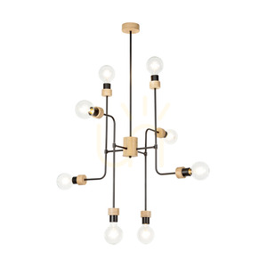 Montix Ceiling Light, 8xE27, Max. 40W, Oiled Oak/Black Metal, Ø73 cm small 2