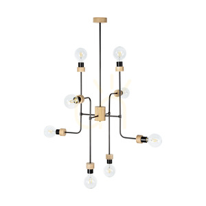 Montix Ceiling Light, 8xE27, Max. 40W, Oiled Oak/Black Metal, Ø73 cm small 0