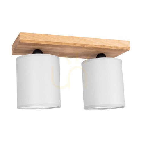 Check Morris Ceiling Light, 2xE27, Max. 25W, Oiled Oak/Gray, 35 cm Lampshade
