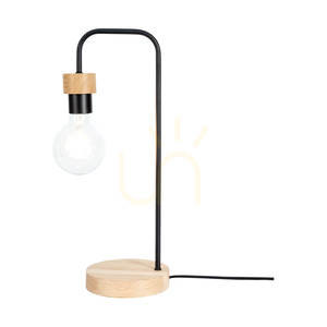 Muriel Table Lamp, 1xE27, Max. 25W, Oiled Oak/Black Metal/Black Braided Cable, 20 cm small 1
