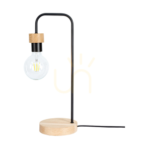 Muriel Table Lamp, 1xE27, Max. 25W, Oiled Oak/Black Metal/Black Braided Cable, 20 cm small 0