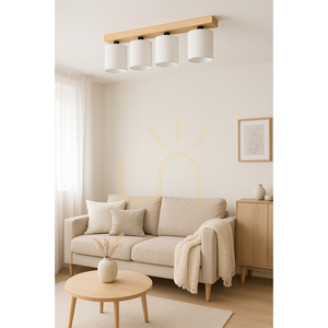 Morris Ceiling Light 4xE27 Max. 25W Oiled Oak/Gray Lampshade 75 cm small 1