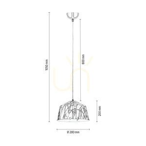 Natura Pendant Light, 1xE27, Max. 60W, Chrome Metal / Transparent PVC Cable / White-Gray Metal Shade, Ø28 cm small 3