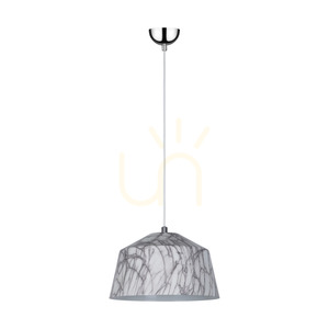 Natura Pendant Light, 1xE27, Max. 60W, Chrome Metal / Transparent PVC Cable / White-Gray Metal Shade, Ø28 cm small 0