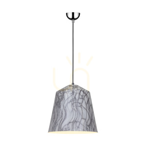 Natura Pendant Light, 1xE27, Max. 60W, Chrome Metal / Transparent PVC Cable / Black-White-Gray Metal Shade, Ø33 cm small 1