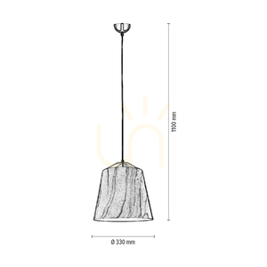 Natura Pendant Light, 1xE27, Max. 60W, Chrome Metal / Transparent PVC Cable / Black-White-Gray Metal Shade, Ø33 cm small 4