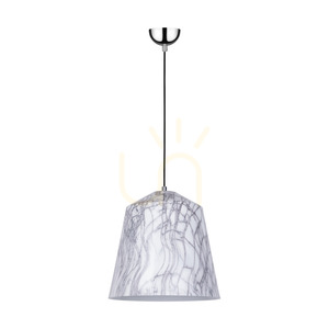 Natura Pendant Light, 1xE27, Max. 60W, Chrome Metal / Transparent PVC Cable / Black-White-Gray Metal Shade, Ø33 cm small 0