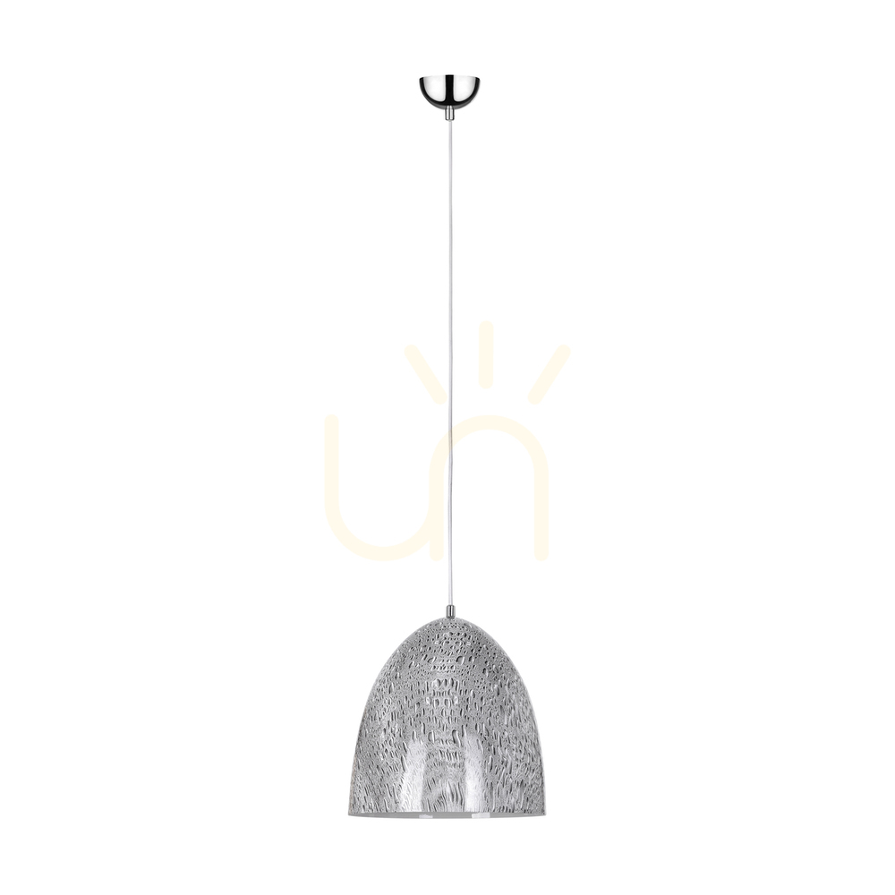 Natura Pendant Light, 1xE27, Max. 60W, Chrome Metal / Transparent PVC Cable / Black-White-Gray Metal Shade, Ø30 cm