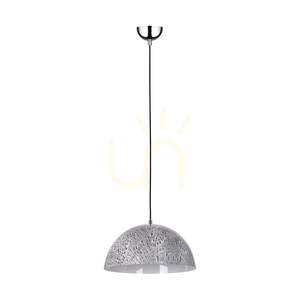 Natura Pendant Light, 1xE27, Max. 60W, Chrome Metal / Transparent PVC Cable / Black-White-Gray Metal Shade, Ø36 cm small 0