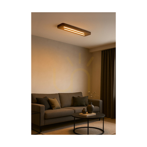 Neele Ceiling Light, 2xLED, 3000K, 12W, Beech and Walnut Wood, 55 cm small 1