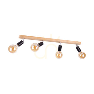 Negro Ceiling Light 4xE27 Max. 25W Oiled Oak/Black Metal 78 cm small 0