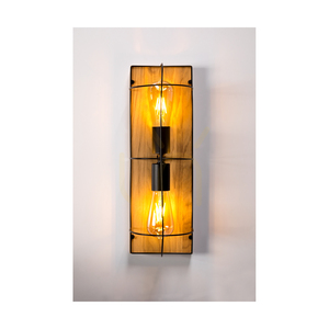 Netuno Wall Sconce / Ceiling Light 2xE27 Max. 15W LED Oiled Oak / Black Metal 46 cm small 5