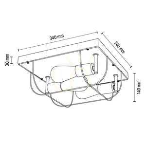 Netuno Ceiling Light, 3xE27, Max. 15W LED, Oiled Oak/Black Metal, 34 cm small 4