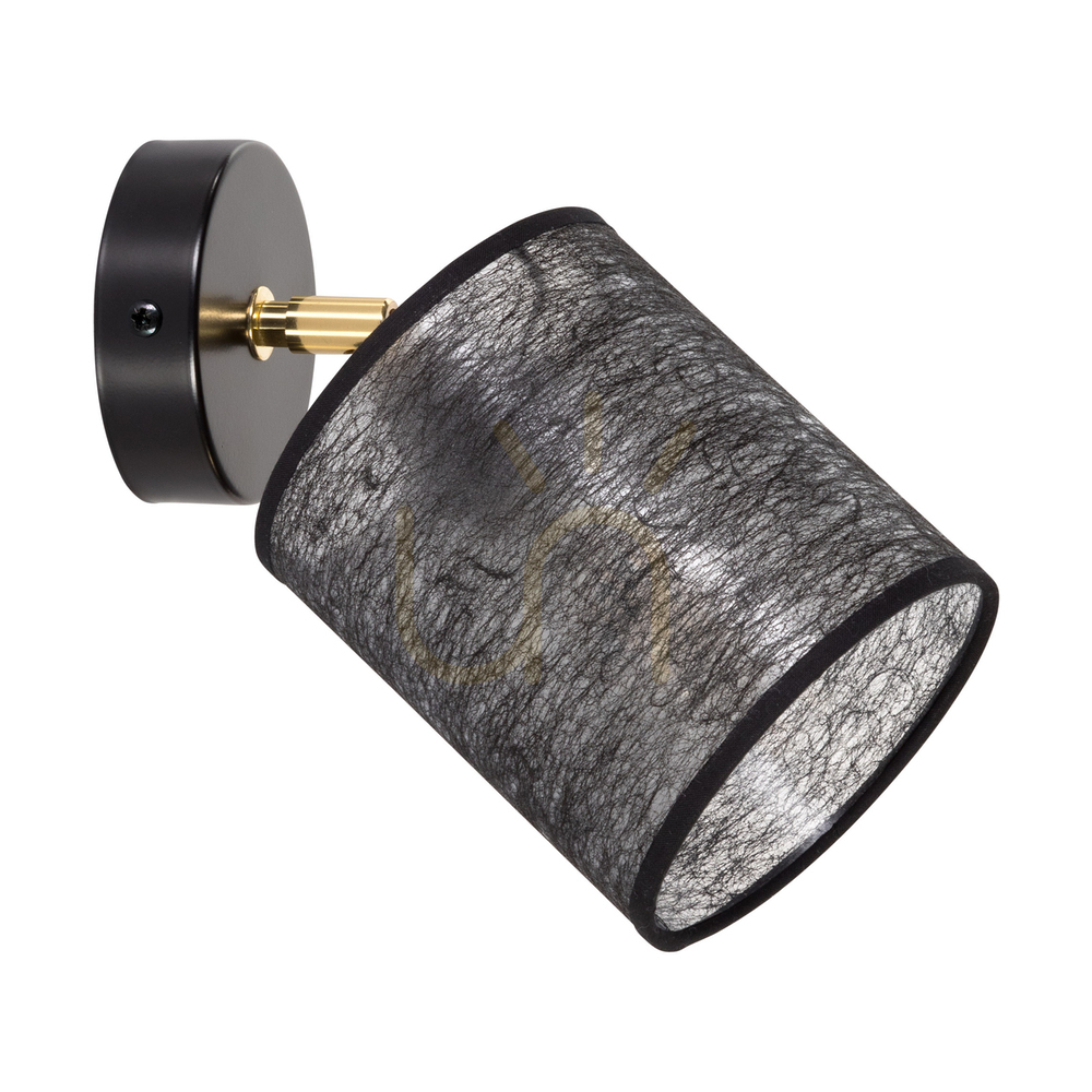 Nevoa Wall Sconce 1xE27 Max. 25W Black-Gold Metal/Black Lampshade 25 cm