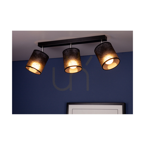 Nevoa Ceiling Light, 3xE27, Max. 25W, Black-Chrome Metal/Black Shade, 67 cm small 3