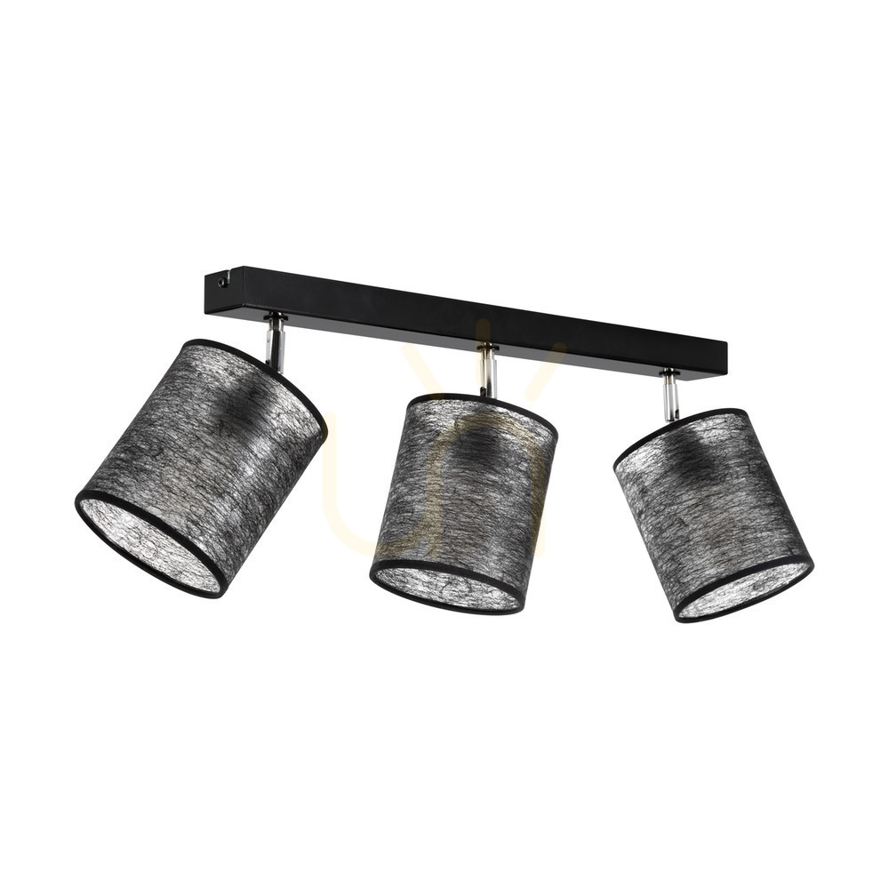 Nevoa Ceiling Light, 3xE27, Max. 25W, Black-Chrome Metal/Black Shade, 67 cm