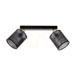 Nevoa Ceiling Light, 2xE27, Max. 25W, Black-Gold Metal/Black Shade, 52 cm small 0