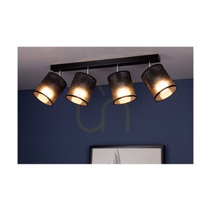 Nevoa Ceiling Light, 4xE27, Max. 25W, Black-Chrome Metal/Black Lampshade, 90 cm small 2