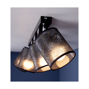 Nevoa Ceiling Light, 4xE27, Max. 25W, Black-Chrome Metal/Black Lampshade, 90 cm small 3
