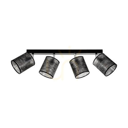 Check Nevoa Ceiling Light, 4xE27, Max. 25W, Black-Chrome Metal/Black Lampshade, 90 cm
