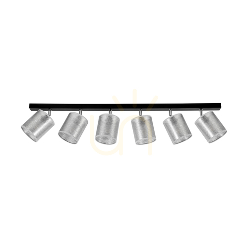 Check Nevoa Ceiling Light, 6xE27, Max. 25W, Black-Chrome Metal/Silver, 127 cm Lampshade