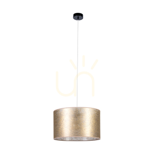 Nevoa Pendant Light, 1xE27, Max. 60W, Black Metal/Transparent PVC Cable/Gold Lampshade, Ø40 cm small 0