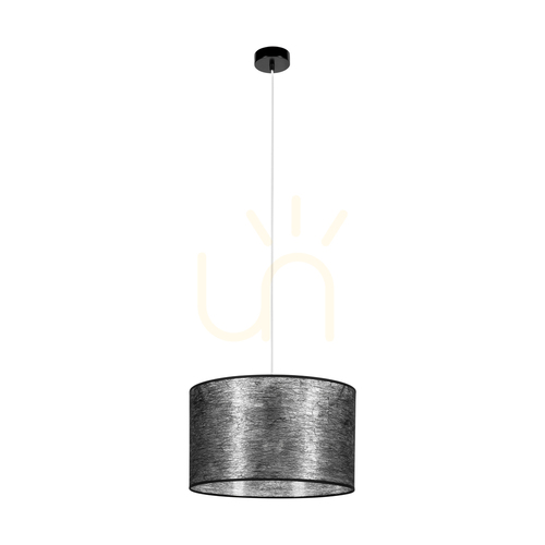 Check Nevoa Pendant Light, 1xE27, Max. 60W, Black Metal/Transparent PVC Cable/Black Lampshade, Ø40 cm