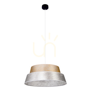 Nevoa Pendant Light, 1xE27, Max. 60W, Black Metal / Transparent PVC Cable / Silver-Gold Lampshade, Ø50 cm small 0