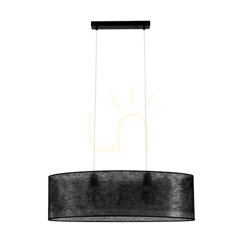 Check Nevoa Pendant Light 2xE27 Max. 40W Black Metal/Transparent PVC Cable/Black Lampshade 80 cm