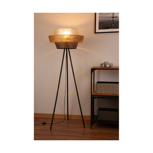 Nevoa Floor Lamp 1xE27 Max. 40W Black Metal/Black PVC Cable/Black-Gold-Silver Lampshade Ø55 cm small 1
