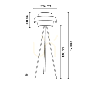 Nevoa Floor Lamp 1xE27 Max. 40W Black Metal/Black PVC Cable/Black-Gold-Silver Lampshade Ø55 cm small 3