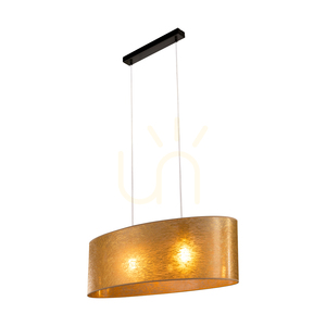 Nevoa Pendant Light, 2xE27, Max. 40W, Black Metal/Transparent PVC Cable/Gold Lampshade, 80 cm small 3