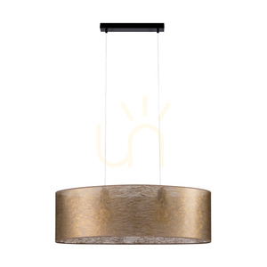 Nevoa Pendant Light, 2xE27, Max. 40W, Black Metal/Transparent PVC Cable/Gold Lampshade, 80 cm small 4