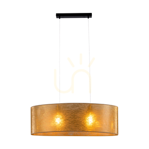 Nevoa Pendant Light, 2xE27, Max. 40W, Black Metal/Transparent PVC Cable/Gold Lampshade, 80 cm small 5