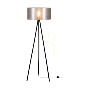 Nevoa Floor Lamp 1xE27 Max. 40W Black Metal/Black PVC Cable/Silver Lampshade Ø50 cm small 1