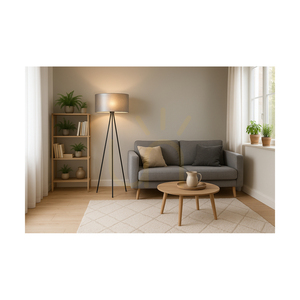 Nevoa Floor Lamp 1xE27 Max. 40W Black Metal/Black PVC Cable/Silver Lampshade Ø50 cm small 3