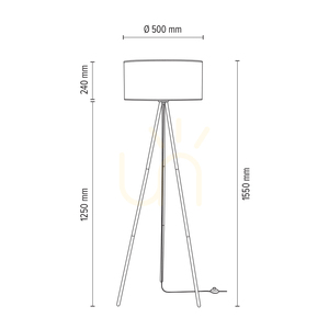 Nevoa Floor Lamp 1xE27 Max. 40W Black Metal/Black PVC Cable/Silver Lampshade Ø50 cm small 4