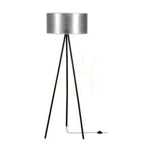 Nevoa Floor Lamp 1xE27 Max. 40W Black Metal/Black PVC Cable/Silver Lampshade Ø50 cm small 0