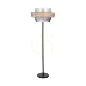 Nevoa Floor Lamp 1xE27 Max. 40W Black Metal/Black PVC Cable/Black-Gold-Silver Lampshade Ø55 cm small 0