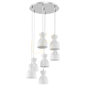 Noelle Pendant Light, 7xE14, Max. 40W, Chrome Metal/White Ceramic Shades, Ø38 cm small 0