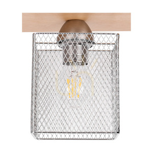 Norman Wood Ceiling Light, 1xE27, Max. 25W, Birch/Chrome-Plated Metal Shade, 13.5 cm small 3