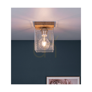 Norman Wood Ceiling Light, 1xE27, Max. 25W, Oiled Oak/Chrome-Plated Metal Shade, 13.5 cm small 3