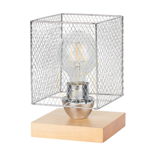 Check Norman Wood Table Lamp, 1xE27, Max. 25W, Birch/Black, PVC Cable, Chrome-Plated Metal Shade, 13.5 cm